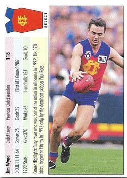1993 Select AFL #118 Jim Wynd Back